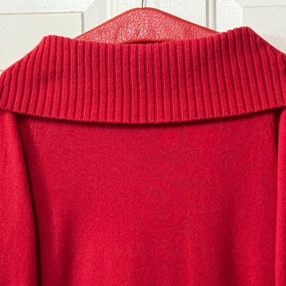 Jones New York Women Pet Sz S Mongolian Cashmere Red Sweater  Pullover Cowl Neck - Picture 5 of 9